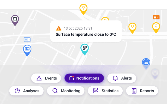 Information display in the user interface about road surface temperature