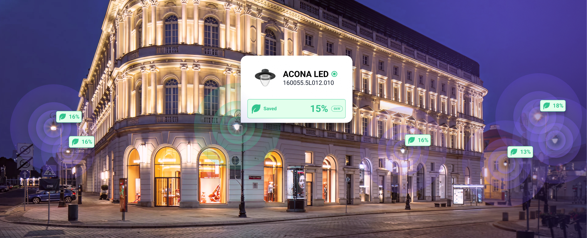 Modern streetlight in the city at dusk